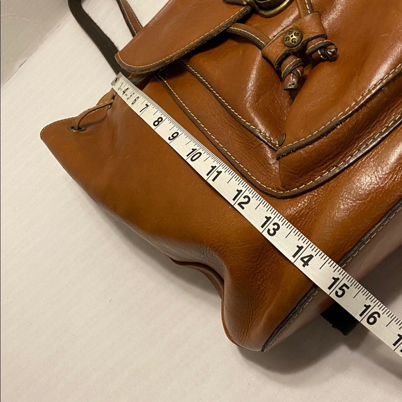 Patricia Nash Tan Brown Leather Large Back Pack With Pocket Drawstring - Picture 13 of 16